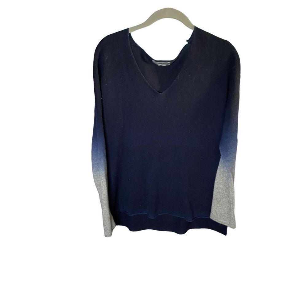 Vince 100% cashmere navy blue hombre, gray, long sleeve sweater s/S